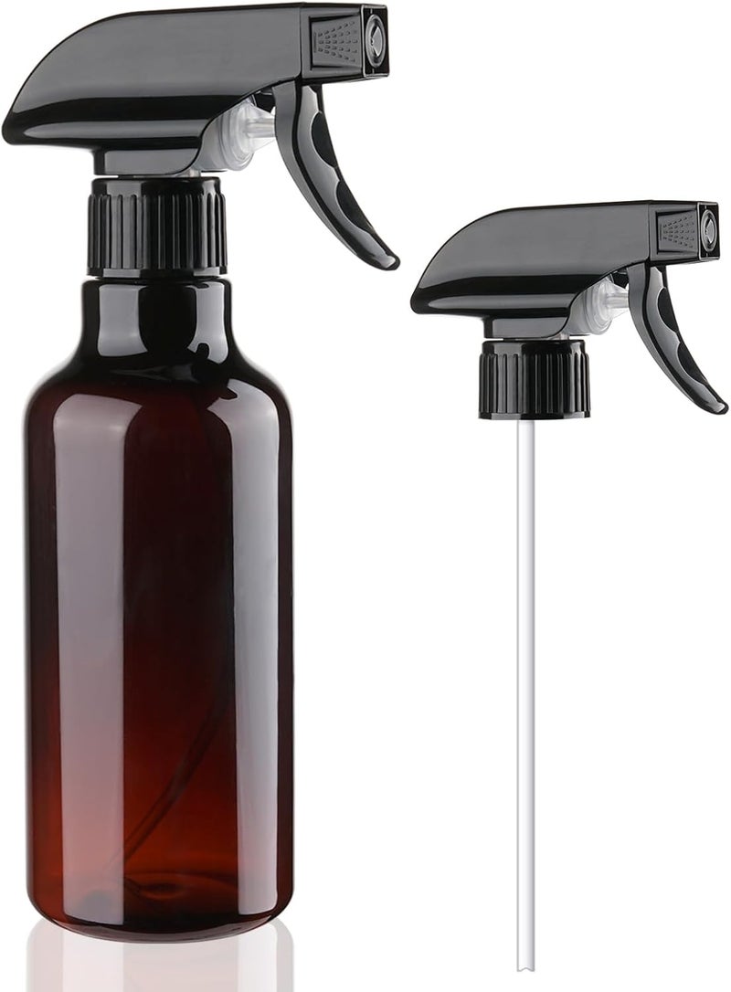 Hethyo Spray Bottles Plastic Spray Bottle for Hair Mist/Stream Heavy Duty Empty Spray Bottles for Cleaning Solutions, Plants, Cooking (12oz-Brown+nozzle) - Image 1